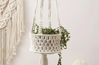 Macrame Cotton Boho Plant Hanger Rope Flower Pot Holder For Indoor Outdoor Balcony Gardening, Pack Of 1 Natural Off White