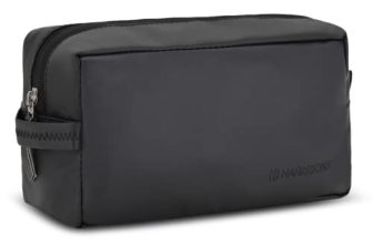 Harissons Solo Water Resistant Vegan Leather Toiletry Kit Travel Pouch For Men & Women | Multipurpose Storage & Makeup Organizer (Black)