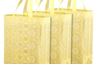 Kuber Industries Unisex-Adult Shopping Handbag | Grocery Shopping Bag | Reusable Shopping Bags | Vegetable Bag | Check-Kalash Carry Bag | Pack Of 3 | Yellow