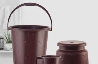 Cello Petal Bathroom Set | Sturdy And Durable | Lightweight And Rigid | Easy To Clean And Attractive Design | Small Set Of 3, Dark Brown