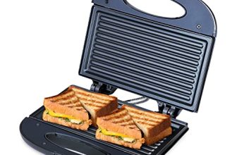 Bajaj New Swx 400 2-Slice Sandwich Grill Toaster | Non-Stick Coating Plates | Buckle Clip Handle | 2 Years Warranty 【Black】