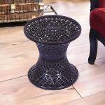 Kuber Industries Seating Stool | Plastic Mesh Damroo Stool | Both Sided Stool For Guestroom | Damroo Style Stool | Stool For Graden | Stool For Balcony | Brown