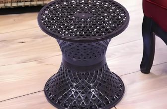 Kuber Industries Seating Stool | Plastic Mesh Damroo Stool | Both Sided Stool For Guestroom | Damroo Style Stool | Stool For Graden | Stool For Balcony | Brown