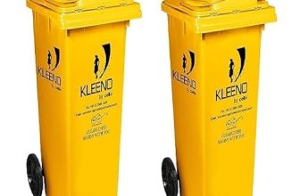 Cello Manual-Lift Garbage Waste Dustbin With Wheel 120 Ltr Yellow/Yellow (Combo)