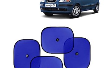 Kingsway Car Window Curtain Sticky Sun Shades Compatible With Hyundai Santro Xing, (Year 2003-2018), Universal Fit Sunshades For Side Window, Rear Window, Blue Color, 4 Pieces