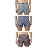 Rupa Jon Checkered Boxer Shorts For Men, 100% Cotton Material, Regular Fit, Pack Of 3 Multicolour