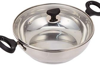 Crystal Stainless Steel Induction Bottom Kadhai With Glass Lid, 250 Mm, Standard, Multicolor