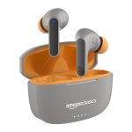 Amazon Basics Tws In-Ear Earbuds (Ab-A8) With Fast Charging Up To 50 Hours Of Playtime | Dual 10Mm Driver | Ipx4 Water-Resistance | Bluetooth 5.3 | Charging Case With Mic | Touch Control (Orange)