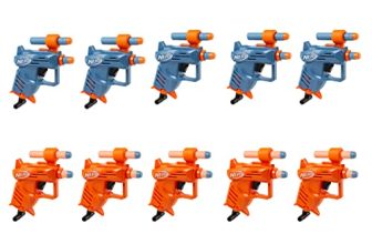 Nerf Kid Elite Ace Sd-1 Party Pack, 10 Blasters And 20 Elite Darts, Priming Handle, Multicolor