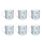 Cello Imperial Premium Roma Coffee Mug 300 Ml | Coffee/Milk Mug With Handle | Mug For Tea, Coffee, Cappuccino Or Hot And Cold Beverages | 6 Units | Mosiac Rose, White