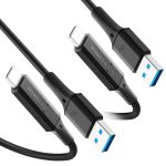 Spigen Usb-A To Usb-C (2 Pack) Cable 60W / 5Gbps[Quick Charging] Compatible With Smartphones, Tablets, Laptops And Other Devices With Usb-C – 1M, Black