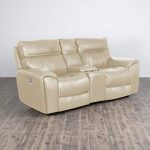 Home Centre Helsinki Beige Solid Leather 2-Seater Electric Recliner – 204Cm