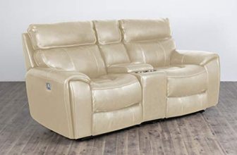 Home Centre Helsinki Beige Solid Leather 2-Seater Electric Recliner – 204Cm