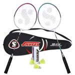Silver’S Alloy Steel Sb-414 Badminton Kit (2 Racquets With Full Cover, 1 Box Shuttlecock Pack Of 3),Red