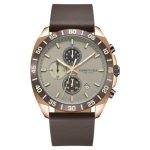 Kenneth Cole Quartz Chronograph Grey Dial Leather Strap Watch For Men-Kcwgc0016102Mn