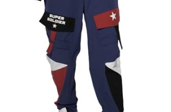 The Souled Store Official Captain America: Super Soldier Men And Boys Drawstringed Blue Baggy Fit Cargo Joggers
