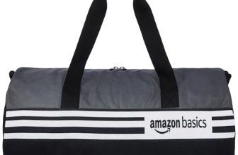 Amazon Basics Gym Trainer Sports Duffle Bag With Shoe Compartment| Water- Resistant| For Men/Women (Black- Grey)