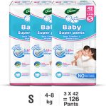 Dabur Baby Super Pants | Diaper Infused With Aloe Vera, Shea Butter & Vitamin E | Insta-Absorb Technology – S(126 Pieces)