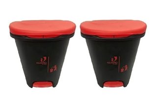 Cello Plastic Step-On Pedal Garbage Dustbin (50 L, Red/Red)
