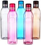 Amazon Brand – Solimo Unbreakable Round Plastic Water Bottle | Leak Proof | Bpa Free | Ideal For Gym, Office, Home, Travel, College | 1 Litre Each | Set Of 5 | Multi-Colour