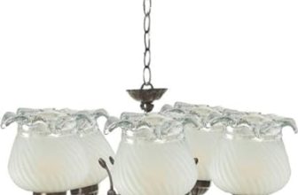 Somil Pendant Ceiling Hanging Lamp/Light Of 5 Decorated Glass Shade In 1 Metal Fitting, White, 42 X 42 X 40 Cm