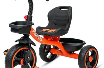 Amazon Brand – Symactive Tricycle For Kids | Plug N Play | Baby Cycle With Grip Handle, Eva Wheels, Seat & Basket | Kids Tricycle/Cycle | 2+ Years Unisex | Weight Limit Upto 25 Kgs (Orange)