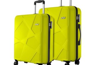 Safari Pentagon Pro 8 Wheels Set Of 2 (Cabin + Medium) Trolley Bags, Hard Case Polypropylene, 360º Wheeling Luggage For Men & Women, Suitcase For Travel, Trolley Bags For Travel, Green Lime