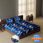 Carlton London 144 Tc Polyester Double Self Design Fitted (Elastic) Bedsheet(Pack Of 1, Navy)