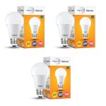 Wipro Polycarbonate Garnet Base E27 7-Watt Led Bulb (Pack Of 3, Warm White)