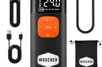 Woscher I6 Dual-Power Corded & Cordless Tyre Inflator | Wireless | 150 Psi | Digital Display | Dual Use Battery & 12V Car Port | For Cars, Bikes, Bicycles & More