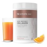 Healthkart Hk Vitals Skin Radiance Marine Collagen Supplement (Orange,400G) |With Vitamin C,E,Sodium Hyaluronate|For Healthy Skin,Hair & Nails,Powder,1 Count,25 Servings