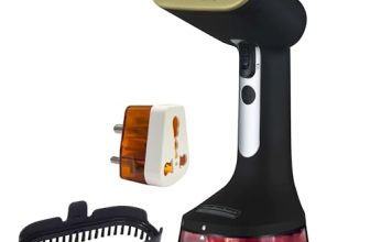 Hamilton Beach Professional Garment Steamer, Steam Iron For Clothes, 1740Watt Fast Heat Up, Turbo Steam Mode, Detachable Fabric Brush, Large 300Ml Water Tank, Ergonomic Handle, 2M Cord, Black