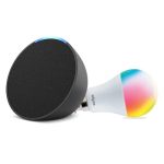 Echo Pop (Black) Smart Home Combo With Wipro 9W Led Smart Color Bulb
