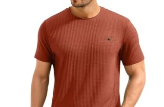 Awg All Weather Gear Men Solid Waffle Crew Neck Tshirt | Waffle Knit T-Shirt | Men’S T-Shirt | Tees For Man | Textured Half Sleeve T-Shirt’S | Tshirt For Men Stylish Rust