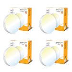 Wipro Garnet Plastic 12W Rimless Round Cct Surface Panel|Colour Changing Panel|Warm White, Neutral White, Cool White|Elegant Rimless Design|Surface Mounted Led Downlighter For Ceiling|Pack Of 4