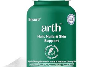 Arth Hair, Nails & Skin Support | Biotin Capsules For Hair Growth With Keratin Builder & Essential Vitamins| Hair Regrowth Supplement |Biotin Supplement | Emcure Pharmaceuticals Ltd. | 60 Veg Capsules