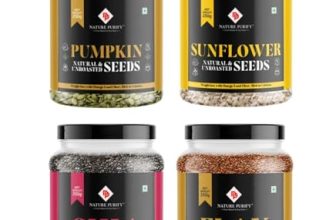 Nature Purify Healthy Seeds Combo- Pumpkin, Sunflower, Chia And Flax Seeds (250G Each) | Rich In Omega 3, Fiber, Raw Seeds For Weight Management, Immunity Booster, Healthy Heart (Pack Of 4)