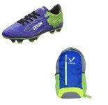 Charged Sports Bag Verfied Mission Backpack With Gowin Football Shoe Crush Blue Green Size-6 And Triumph Football Pvc Boss Green