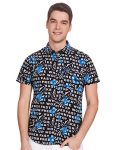 Ketch Men’S Letter Print Straight Fit Shirt (Khsh000806_Black/White L)