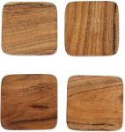 Ormee Wooden Coasters Set Of 4 For Dining Table – Solid Sheesham Wood Coasters For Tea Cups Coffee Mugs Beer Cans Bar Tumblers And Water Glasses (Round, Dark Walnut)
