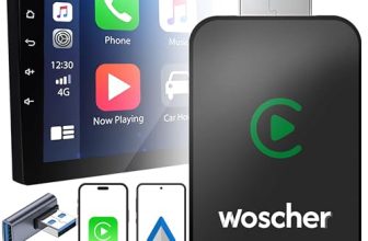 Woscher 2In1 Airlink Wireless Carplay Adapter And Android Auto Adapter For Car |Converts Wired To Wireless, Bluetooth Connectivity, Only For Cars With Oem Installed Wired Android Auto/Carplay (Black)