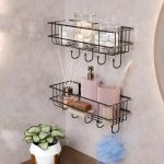 Lifelong Bathroom Shelf | Mild Steel Wall Mounted Organizer Rack With Ced Coating | Rust & Scratch Proof Multipurpose Storage For Washroom, Kitchen, Shower | Screw Install (Black)