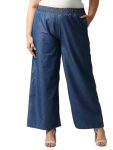 High Star Clothing Women’Ss Blue Solid Denim Wide Leg Palazzos (42)