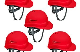 Robustt X Shree Jee Safety Helmet Executive Ratchet Type Adjustment, Protection For Outdoor Work Head Safety Hat With Sweat Band (Red, Pack Of 5)