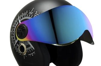 Turtle Helmet Star With Visor Half Face With Scratch Resistive Rainbow Visor & Hard Shell Abs Plastic Helmet, Black, Large Size, (L-60 Cm)