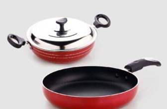 Crystal Platinum Series 2 Pcs Nonstick Cookware Set | 250Mm Kadai + 250Mm Fry Pan With Stainless Steel Lid | Thickness- 3Mm | Metal Spoon Friendly