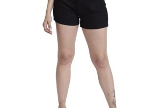 Spykar Women Black Cottom Slim Fit Above Knee Length Denim Shorts