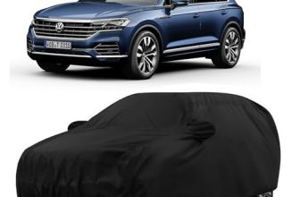Sulfar 100% Water Resistant Car Body Cover Compatible With Mirror For Volkswagen Touareg (Triple Stitched, Full Bottom Elastic, Black)