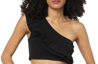 Only Women Solid Cotton Black Crop Top