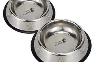 Furry Castle Stainless Steel Dog Bowl, Pet Feeder Water Food Bowl Non-Slip Puppy Dishes For Medium To Large Dogs | Bowl With Anti-Skid Rubber Base (Silver, 700Ml Pack Of 2)